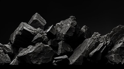 Black coal like rocks form background pattern
 - obrazy, fototapety, plakaty