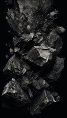 Black coal like rocks form background pattern
