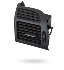 A close-up view of a part of the interior of a modern car with a view of the ventilation deflector of the heater for heating and cooling the rear passenger compartment. Used auto part catalog junkyard