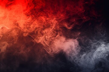Dense multicolored smoke of  red and blue colors, background gradient red to black with smoke