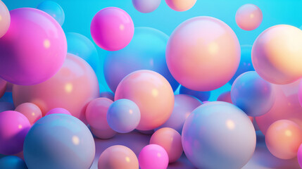 Fototapeta na wymiar 3d render, abstract background, pastel neon balls, primitive geometric shapes, simple mockup, minimal design elements