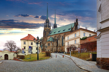 Cathedral of St Peter and Paul in Brno, Moravia, Czech Republic. Famous landmark in South Moravia. - 755437786