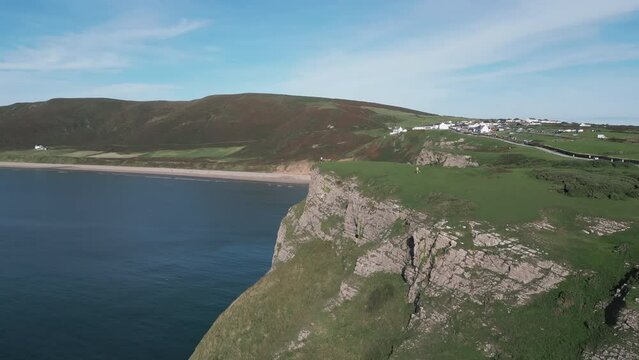 Aerial video of the Gower Peninsula, Glamorgan, South Wales, UK
