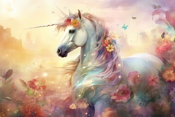 Obraz na płótnie Canvas Unicorn Meadow: Ethereal Fantasy Escapade