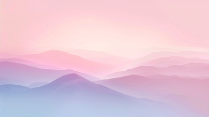 a landscape of hills with pink and blue sky