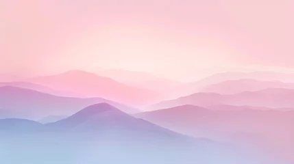Rolgordijnen a landscape of hills with pink and blue sky © Elena