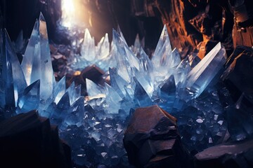 Shimmering Wonders: The Magic of Crystal Caves - obrazy, fototapety, plakaty