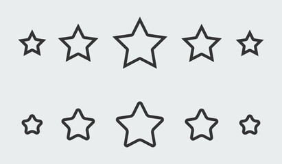 Five star rating icons outline style. Stock illustration.