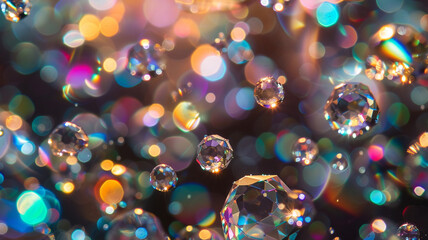 Glittering jewels suspended in a pool of liquid light, their brilliance reflecting off the shimmering surface with every movement. - obrazy, fototapety, plakaty