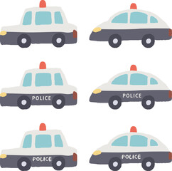 パトカーの手描きイラストセット © mayu.