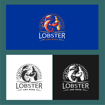 Vector illustration lobster and beer logo concept