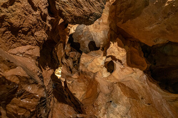Stalactites and stalagmites in the cave, beautiful photo digital picture. Mladec cave, Czech Republic