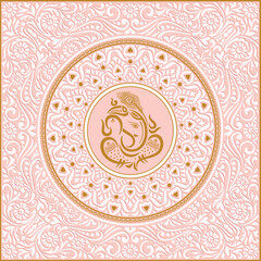 Indian wedding invitation card template. Vector illustration.