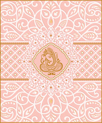 Indian wedding invitation card template. Vector illustration.