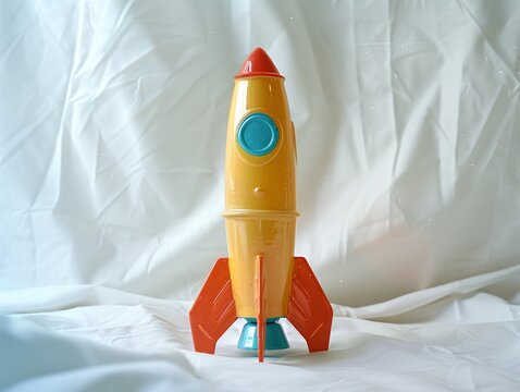 a yellow and orange toy rocket