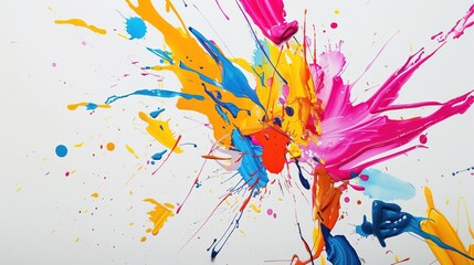 A dynamic splash of vibrant paints creates a visually exciting explosion of color, embodying energy and creativity.