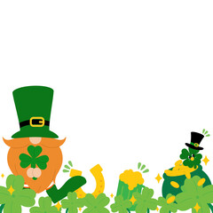 Patrick day banner ,four leaf clover cartoon