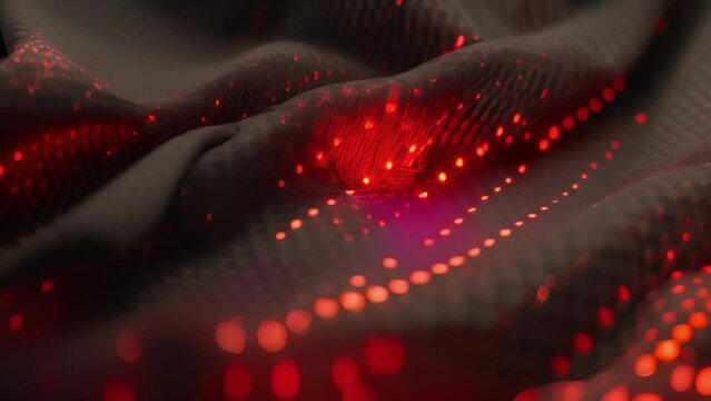 A closeup of a section of the fabric highlighting the location of the sensors and their ability to track breathing rates throughout the day.
