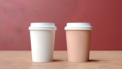 Paper disposable cup for hot drinks. Coffee break time