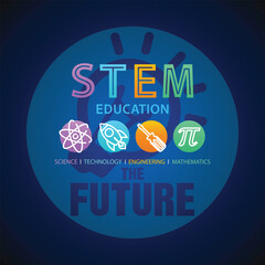STEM Education Concept Logo. Science Technology Engineering Mathematics. 