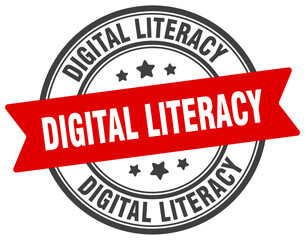 digital literacy stamp. digital literacy label on transparent background. round sign