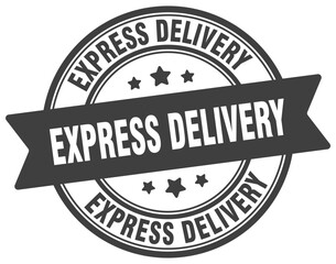 express delivery stamp. express delivery label on transparent background. round sign