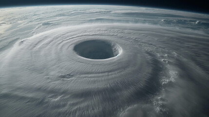 Fototapeta na wymiar Eye of the hurricane viewed from space, weather forecast aerial satellite view of a storm, typhoon, cyclone, climate disaster