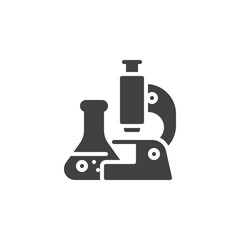 Microscope and test tube vector icon