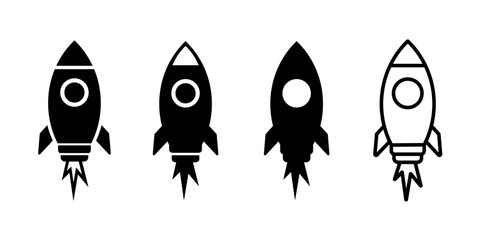Vector rocket icon set, clip art space ship illustration colelction, decorative element variations