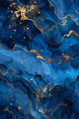  Blue and Gold Alcohol Wave Texture background