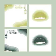 Flat Ramadan Kareem Papercut Style Card for invitation, poster Template