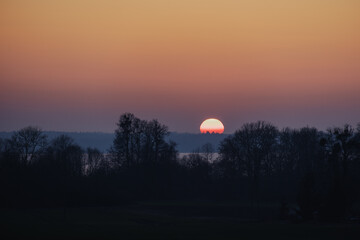 Sunset over the mamry lake