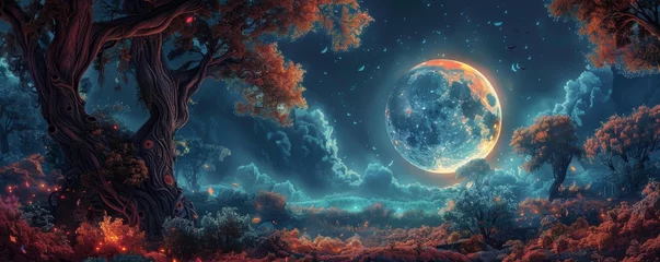 Foto op Canvas Ornate gothic ouroboros wrapped around the vibrant festivity of moonlit owl nest festivities © ketsarin