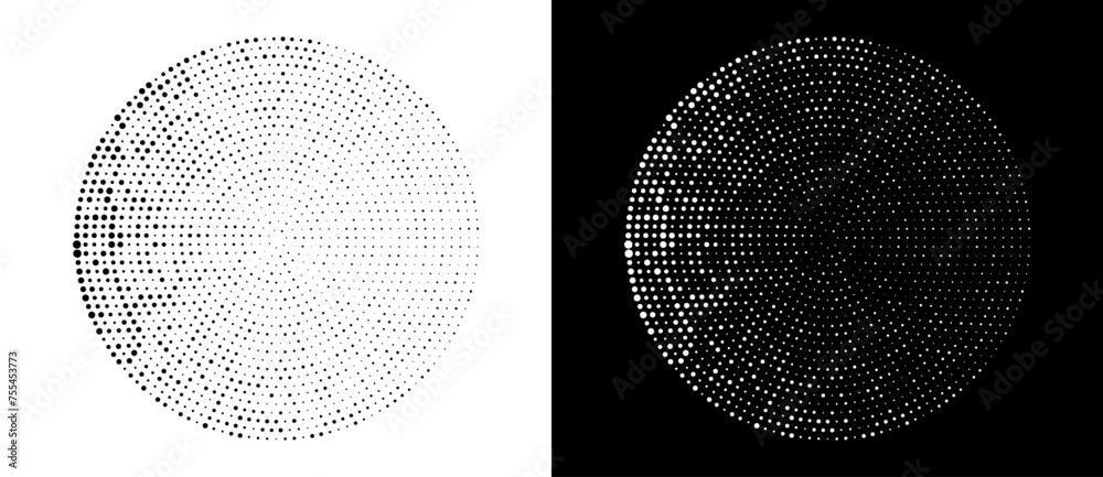 Wall mural modern abstract background. halftone dots in circle form. spiral logo, icon or design element. black