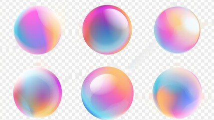 Gradient circle abstract shape with fluid color gradient on transparent background. Set of soft geometric form mesh elements with blurred effect. Bright iridescent splash sticker.