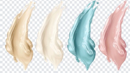 Scrub cream swatches isolated on transparent background. Modern illustration of cosmetic skin care product, creamy texture substance with scrubbing particles, body cleanser. - obrazy, fototapety, plakaty
