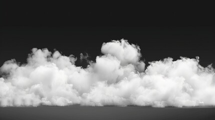 On a transparent background, a white smoke cloud appears over a realistic border with fog. A modern illustration depicts a haze or mist on the flooring caused by weather phenomena.