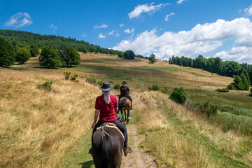 Horseback riding in the carpathian landscape