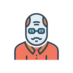 Color illustration icon for senior