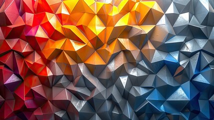 Stylish 3D triangle polygon texture with glossy shadow and symmetry, Ai Generated. - obrazy, fototapety, plakaty