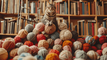 Cay on top of yarn balls