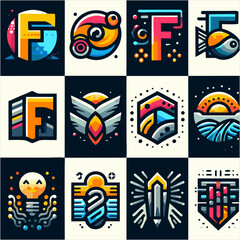 original, unique and simple logo about a project creator, letter "F" logo, abstract logo or icon