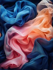 Flowing sheer silky colorful veils - obrazy, fototapety, plakaty