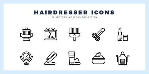 10 Hairdresser Lineal icon pack. vector illustration. - obrazy, fototapety, plakaty