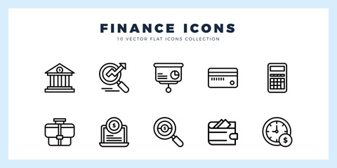 10 Finance Lineal icon pack. vector illustration.