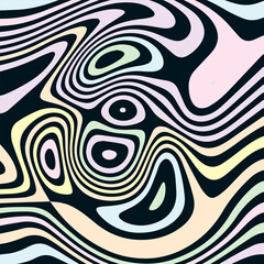 ABSTRACT ILLUSTRATION MARBLED TEXTURE LIQUIFY PSYCHEDELIC PASTEL SOFT COLORFUL DESIGN. OPTICAL ILLUSION DARK BACKGROUND VECTOR DESIGN