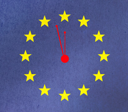 Illustration of European Union flag as clock