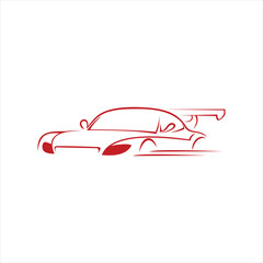Sports car logo silhouette, red sports car logo