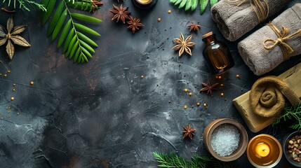 wellnes, aroma spa themed background with copy space - obrazy, fototapety, plakaty