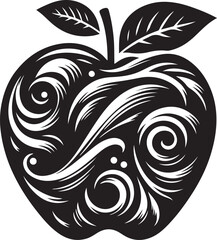 Apple Fruit line art silhouette Illustration Vector